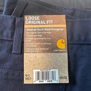 Carhartt Men's Loose Original Fit Washed Duck Work Dungaree Jeans - Blue